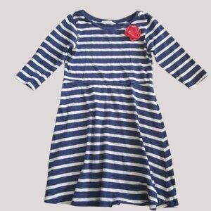 BEEBAY Navy Blue Striped Dress with 3D Rosebud Girls Size 5